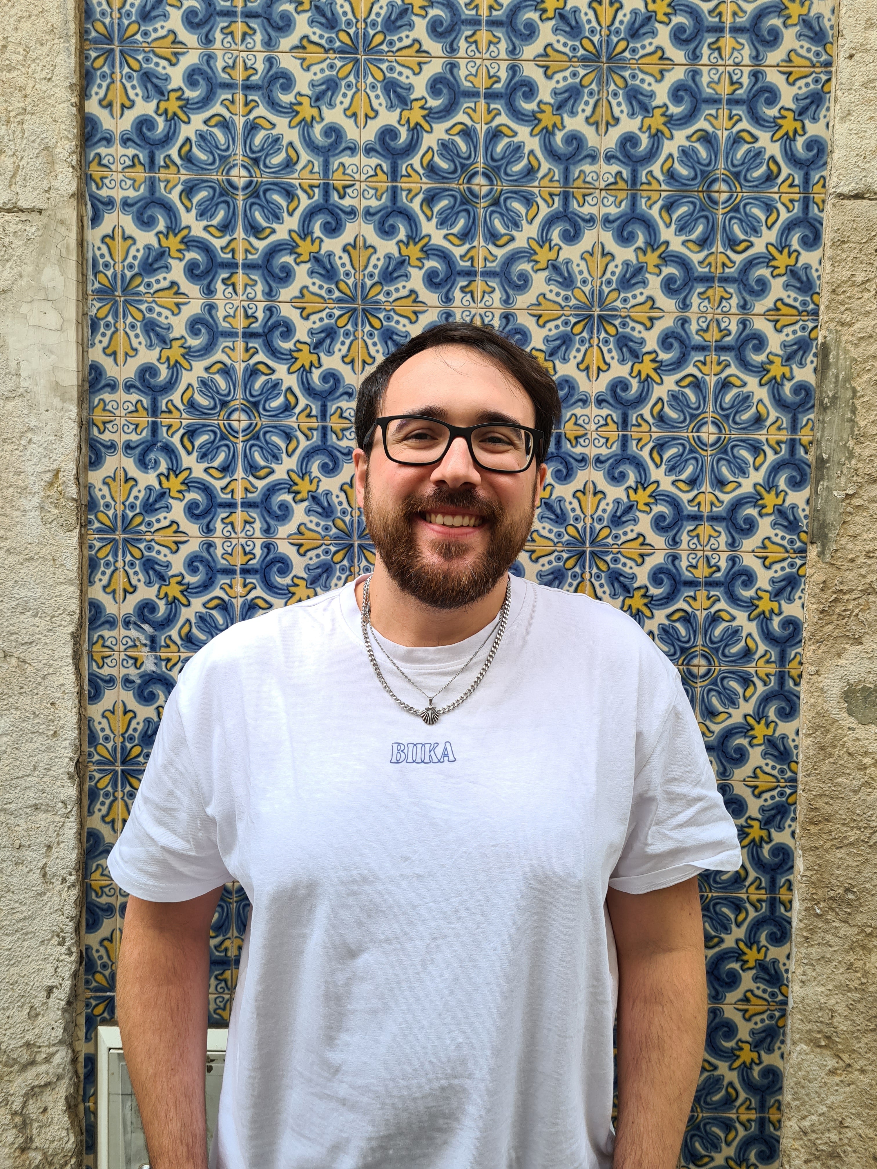 Azulejo Heavy Oversized White T-Shirt
